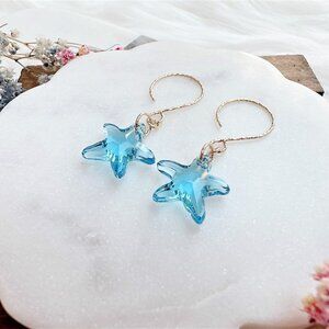 14k Gold-Filled Crystal Starfish Earrings | Handmade in BC